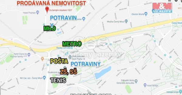 Bán cửa hàng cùng nhà ở Praha 9, Černý Most