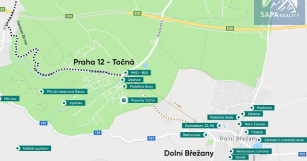 Bán đất xây dựng 450m2-900m2, Točná - Praha 12