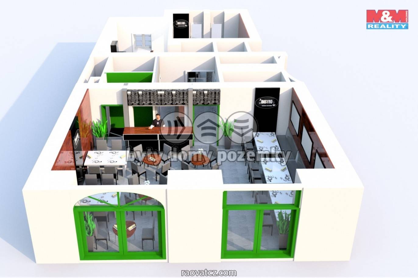 Cho thuê bistro188 m2, Praha, ul. Korunovační, có thêm hiên 30m2