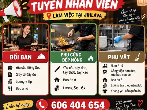 Quán ăn tại Jihlava tuyển người